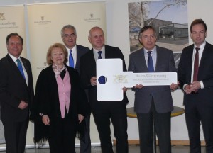 v. l.: Bernd Müller (Ltd. Baudirektor), Helen Heberer, Guido Rebstock, Dieter Leonhard, Bernhard Haas, Nikolaus Löbel