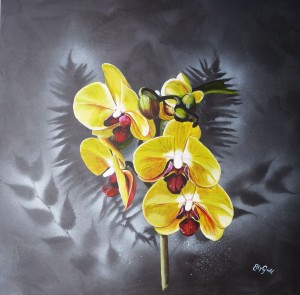 Gröhl-189.Gelbe Orchidee_70 x 70 cm
