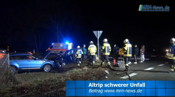 Rhein-Pfalz-Kreis NACHTRAG -#VIDEO –  Unfall Ortseingang #Altrip fordert zwei Schwerverletzte