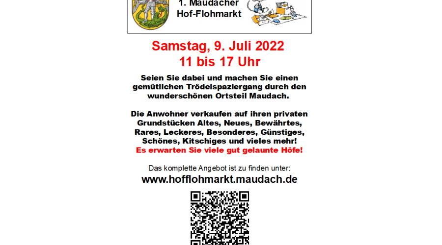 Ludwigshafen – Es ist soweit! Auch Maudach veranstaltet seinen ersten Hof-Flohmarkt – am Samstag den 9.Juli von 11.00 bis 17.00 Uhr