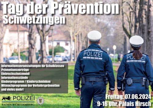 Schwetzingen – Besuchen Sie uns am Tag der Prävention! – Vielfältige Informationsthemen, Vorträge und Mitmachprogramme für Kinder
